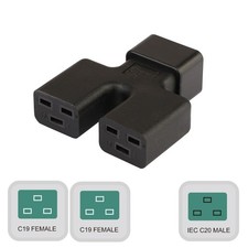 Solid C20 to Dual C19 Power Adapter Iec320 Male Side Connect to C19 Power Cord