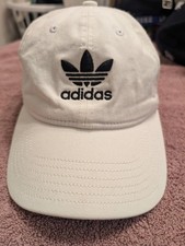 adidas Baseball Cap Hat Unisex One Size White Embroidered Logo Adjustable T3