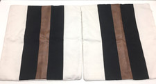 Pair Farmhouse Decorative Throw Pillow Covers 18x18 Modern Faux Leather Accents