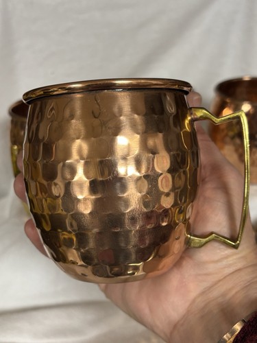 6er Set Moscow Mule Becher aus gehämmertem Kupfer, mit Messinggriffen - Bild 5 von 8