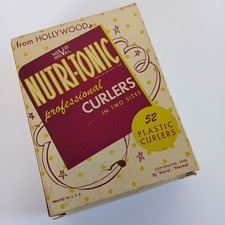 Vintage Nutri-tonic From Hollywood 54 Burgundy Clear Plastic Hair Curlers