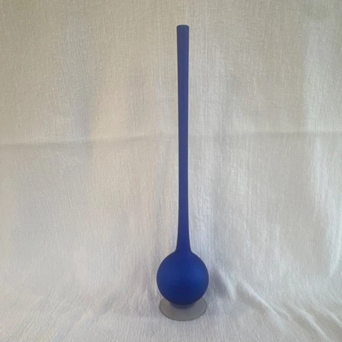 Tall vintage Blue Matte Murano Glass Vase MCM