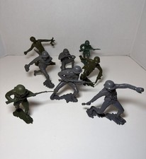 VTG 1963 Grey German Army Men WWII Figures Tim-mee Toys Marx MPC Toy 6" Lot of 8
