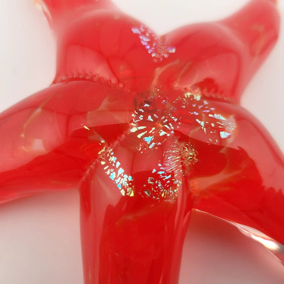 Estatuilla pisapapeles estrella de mar aventurina roja vidrio artístico de estudio firmada de colección 5" Foto 4 de 4