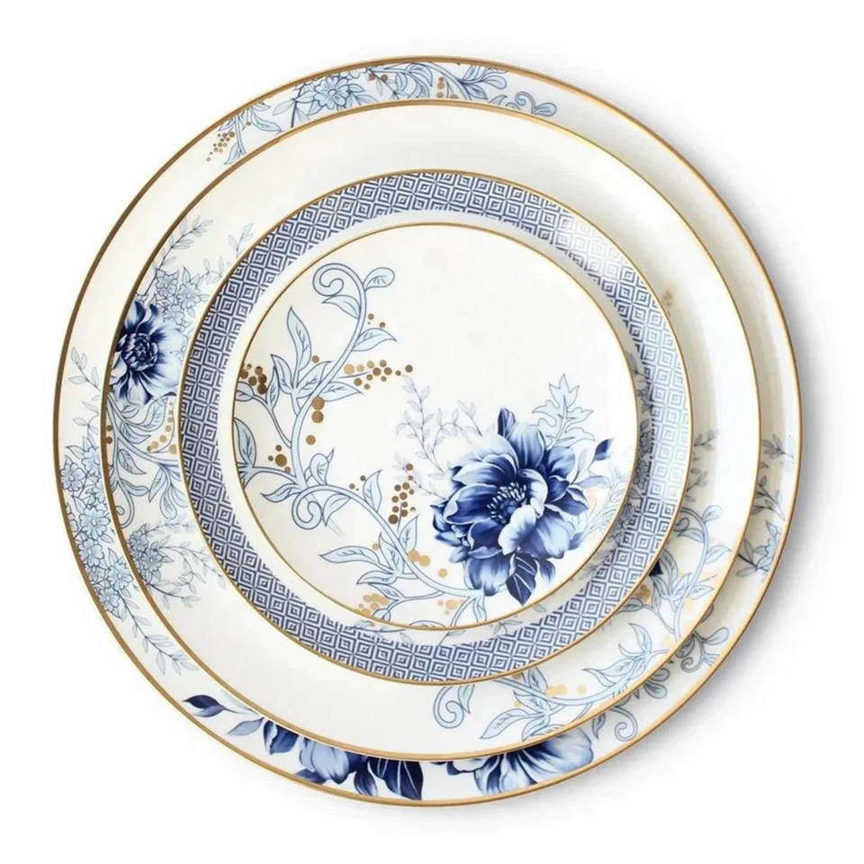 Luxuriöses Elegant Blue Classic Bone China Geschirrset