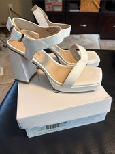 Dream Pairs Platform Chunky High Heeled White Sandals