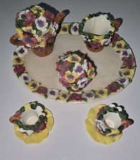 Ranger International Corp Handmade Resin Floral Miniature Tea Set 7-Pc 1995
