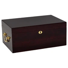 Tuscany Cigar Humidor + Humidifer + Hygrometer in High Gloss Cherry Wood 