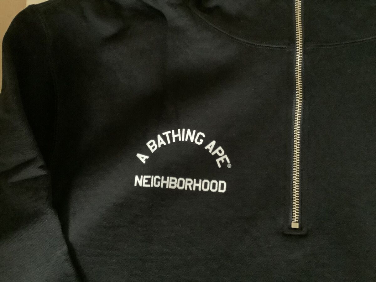 Authentic ape bape x NBHD 2 face half zip pullover hoodie Authentic ape bape x NBHD 2 face half zip pullover hoodie