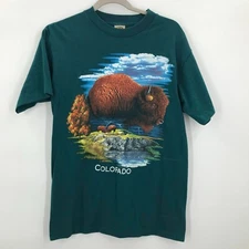 VTG Eagle Products Colorado Short Sleeve T Shirt Men's Size M Green USA Made