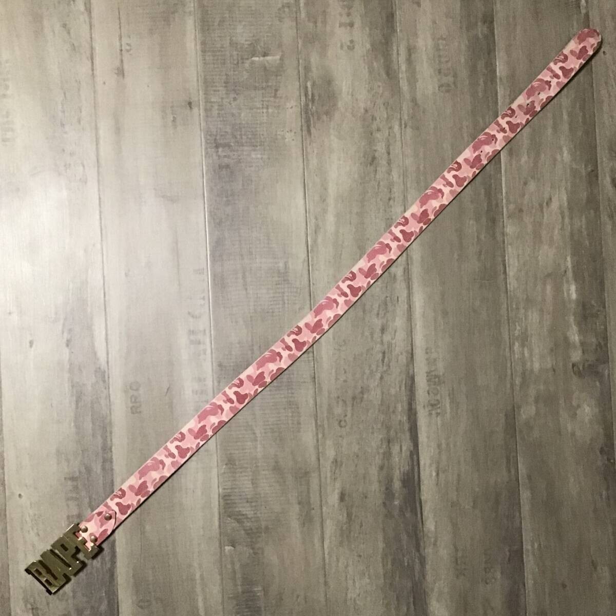BAPE Leather belt ABC camo pink Gold buckle NIGO A Bathing