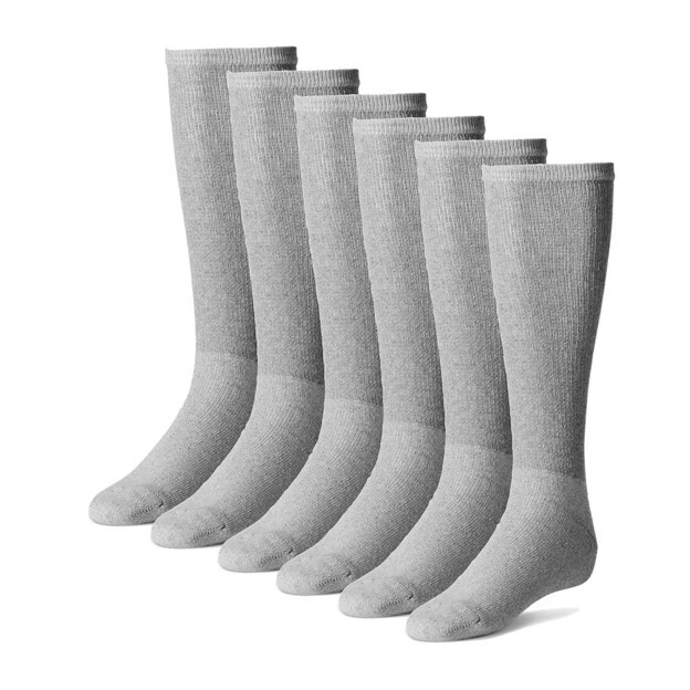 12 PAIR KNEE HIGH GRAY PHYSICIAN'S CHOICE OVER THE CALF DIABETIC SOCKS 9-11