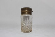 Rare Antique Hand-Cut Victorian Glass Bottle Brass Lid Collectible Decorative