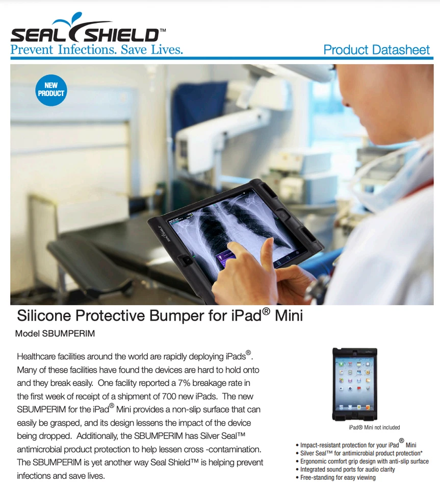 Seal Shield Antimicrobial Bumper Case for Apple iPad Mini Tablets (FITS ALL) - Image 4 of 4