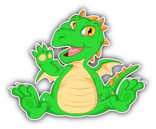 Baby Dinosaur Cartoon Car Bumper Sticker Decal 5" x 4"