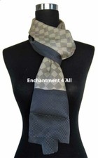 Double Layer 100 Silk Satin Neck Scarf Wrap, Beige/Navy