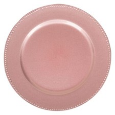 13" Pink Charger Plates Plastic Charger Plates with Beaded Round Chargers for...