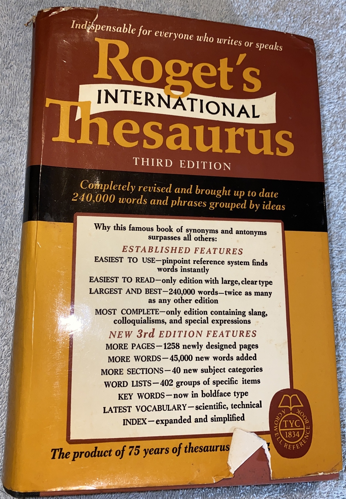 Roget's International Thesaurus, 3rd edition HC, 1967 eBay