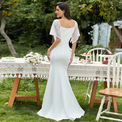 Fishtail Evening Dresses | Bodycon V Neck Gown with Sleeves