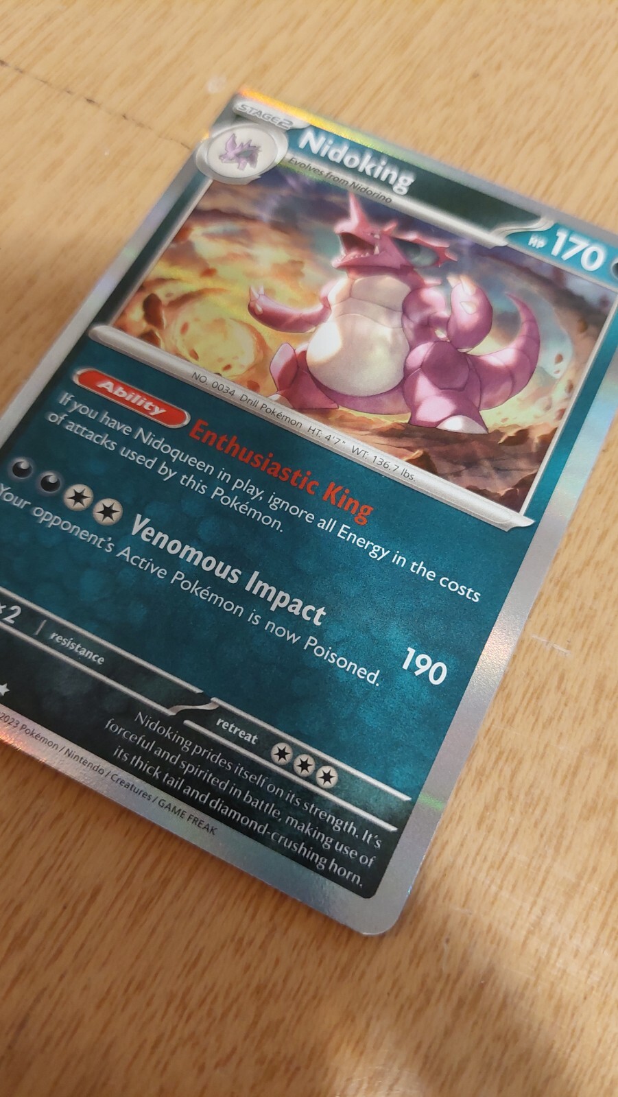 Nidoking (34/165) Holographic Pokemon card