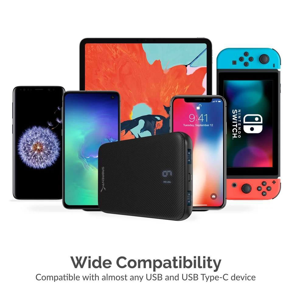 Sabrent 10000 mAh USB C 18W PD Power Bank Portable Charger (PB-Y10B) - Image 3 of 4