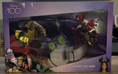 Walt Disney 100th anniversary Villains 5 Piece Mickey Ears Headband Box Set NEW!