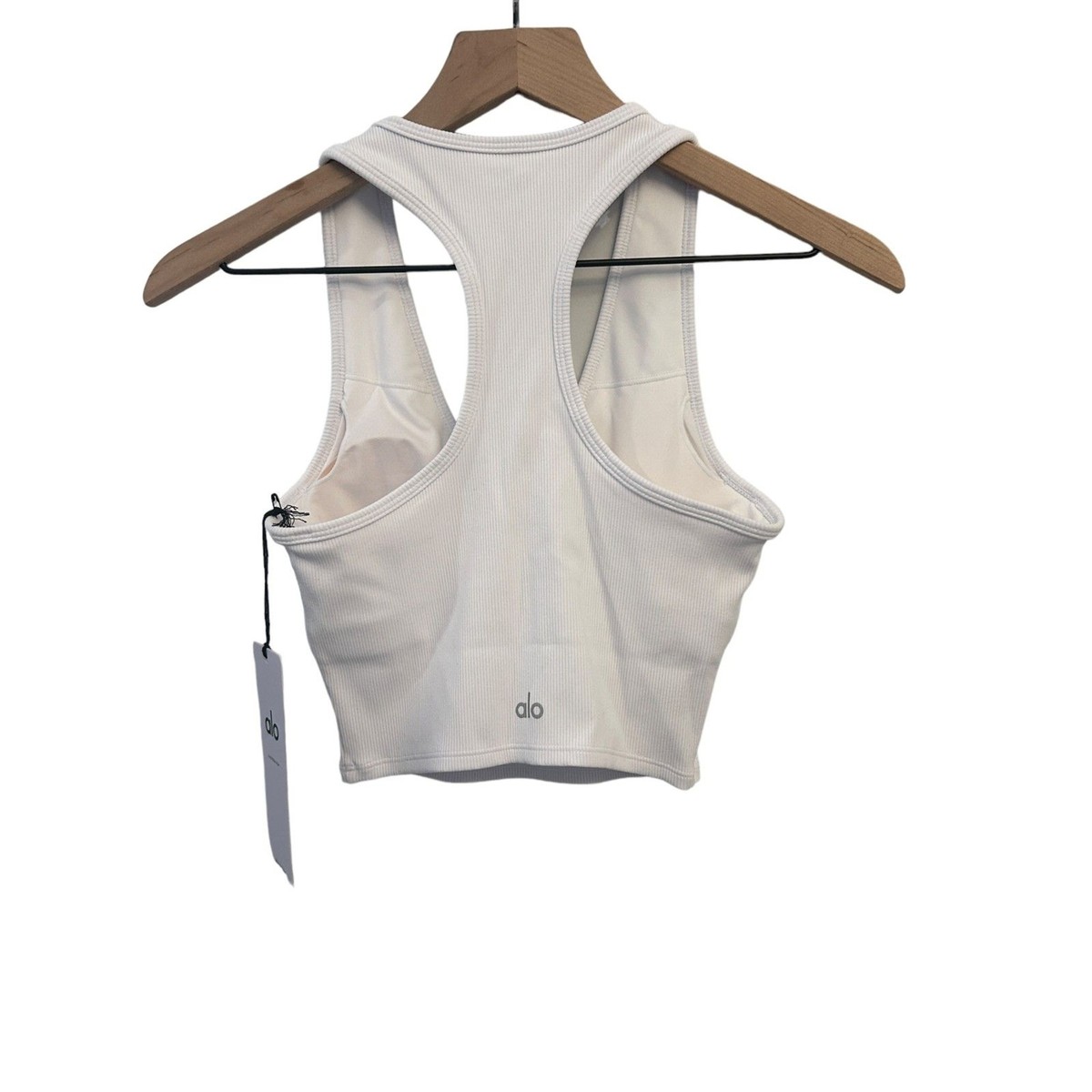 Alo Yoga GODDESS RIBBED CROPPED RACERBACK TANK White XS