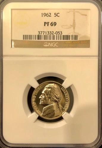 1962-P JEFFERSON NICKEL - NGC PF 69 - HIGH GRADE 