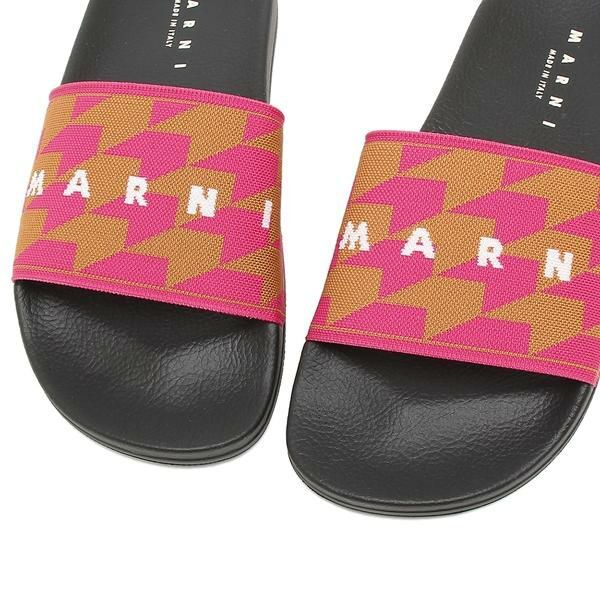 MARNI サンダル　ピンク　37 MARNI Sandals Brand Logo Flat Sole Sliding 2023SS Pink Size