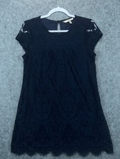 Speechless Babydoll Dress Womens S Navy Blue Lace A Line Shift Short Cap Sleeve