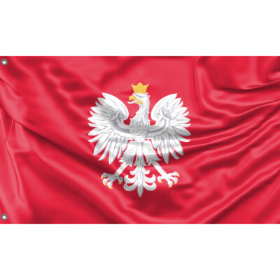 Polen National Emblem Flagge einzigartiges Design, 3x5 Ft / 90x150 cm Größe, EU Made
