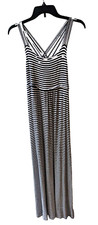 Calvin Klein Striped Sundress Sz6 Maxi Spag straps Blue/White Comfortable knit