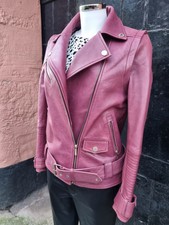 Karl Lagerfeld Leather Biker Jacket Motorcycle Vest Pink 8 Uk Fr 38 It 42 Us 4