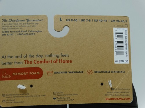 NEW Dearfoams Slippers DF Memory Foam No Sweat GREY Bootie LARGE W9-10 EU 40-41 - Picture 7 of 7