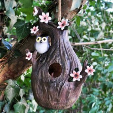 nichoir nichoir jardin décoration arbre oiseau oiseaux hibou fleurs fée