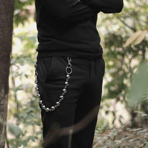 Gothic Jeans Skull Head Chain Punk 
