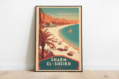 Sharm El Sheikh Travel Poster | Egypt | Retro Wall Art | Home Decor | Unique Gif