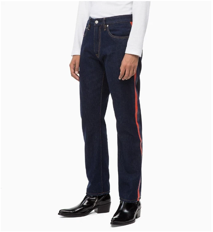 Calvin Klein Jeans Dark Blue Side Stripe Straight Leg Jeans Size