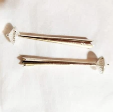 Large Sterling silver bolo tie tips, 2 3/8"  long, 12 mm  corrugated flare ends