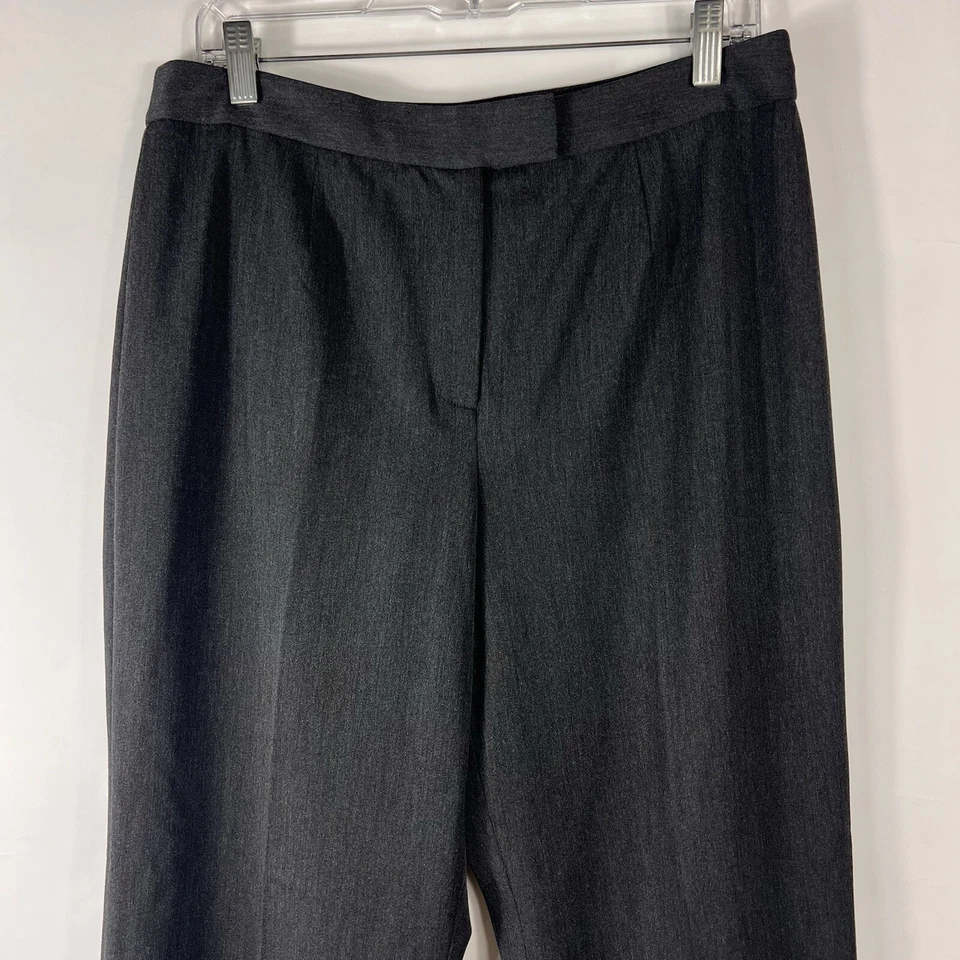 Pantalones de vestir Valerie Stevens para mujer Petite 12P pierna recta plisados frente gris Foto 3 de 4