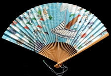 Vintage Japan Airlines Hand Held Fan, JAL Advertising, Asian Collectible