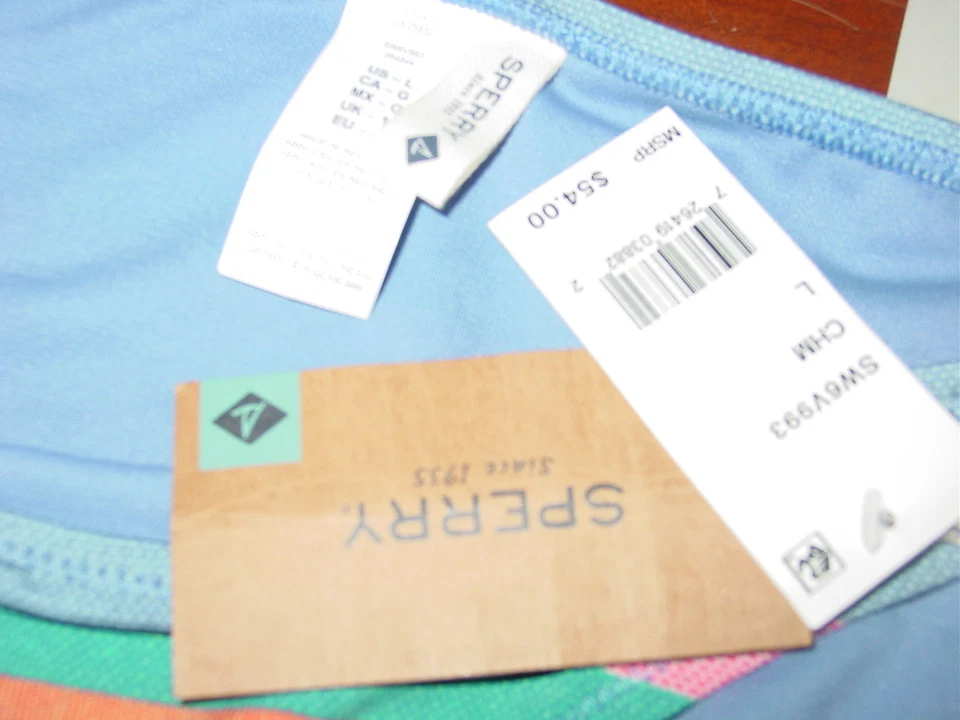 Pantalones de bikini Sperry para mujer azules a rayas traje de baño lazo abierto laterales-L-NUEVO CON ETIQUETAS-$54 Foto 4 de 4