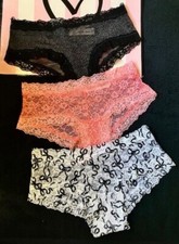 NWT VICTORIAS SECRET Soft Stretch Lace Trim Cheeky Panties -LOT OF 3- Size S NEW