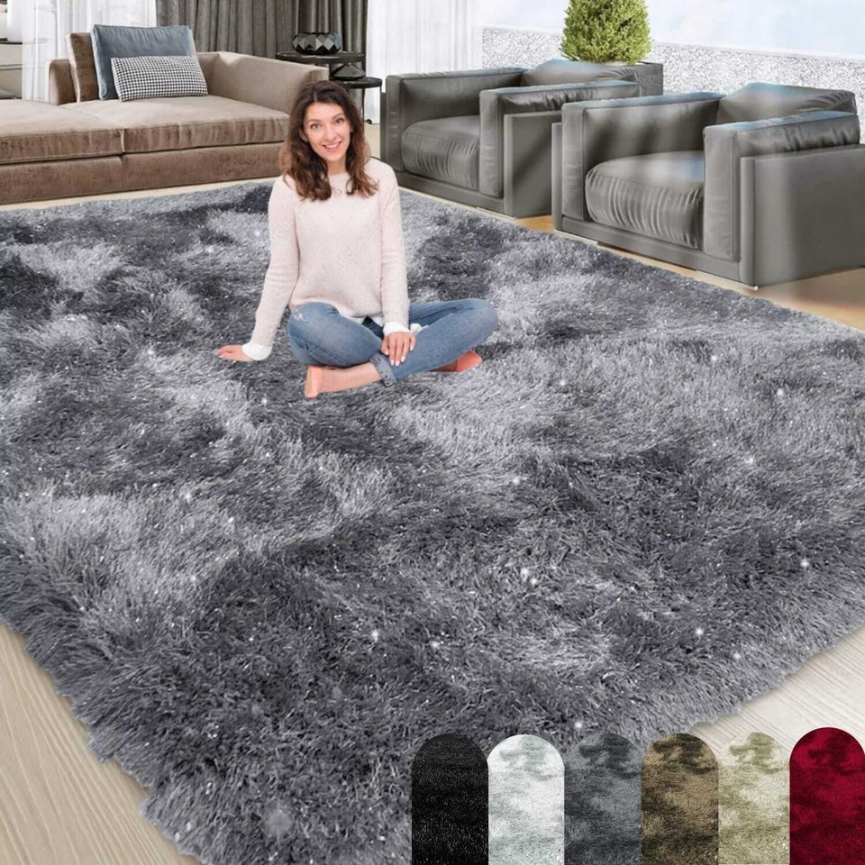 New Fluffy Rugs Large Shaggy Rug Living Room Bedroom AntiSlip Carpet