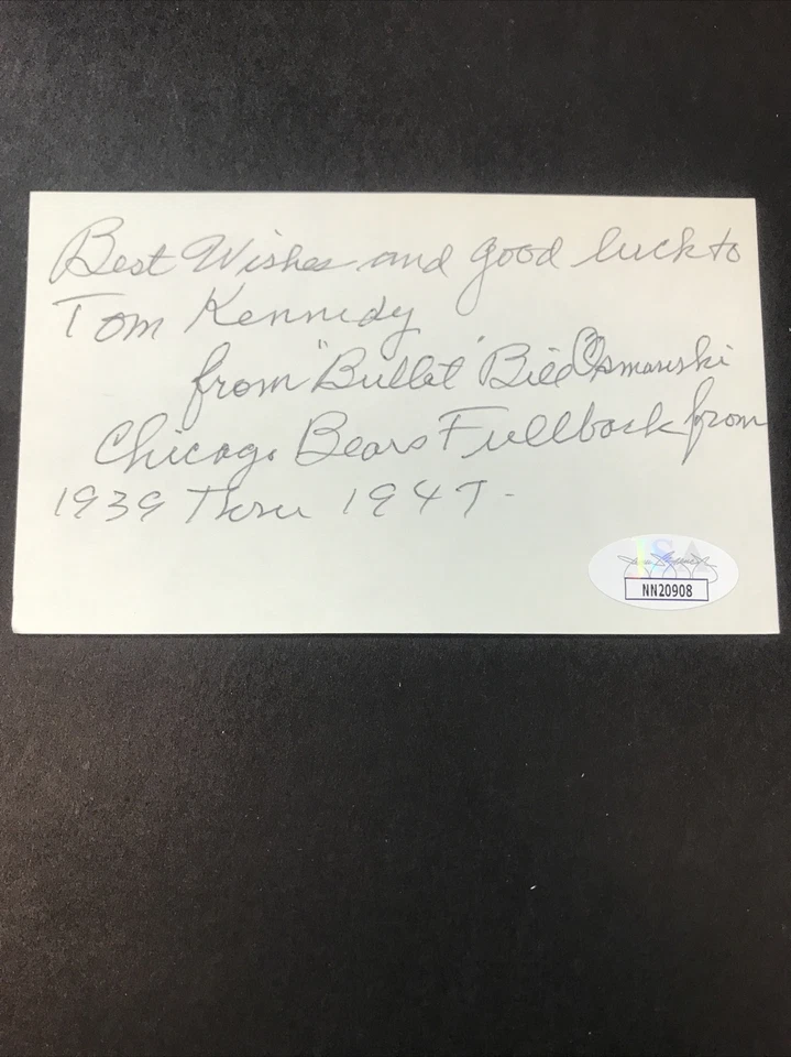 BILL OSMANSKI BEARS HOLY CROSS SIGNED 3x5 INDEX CARD WAR HEROJSA CERTIFIED AUTO - Image 2 of 4