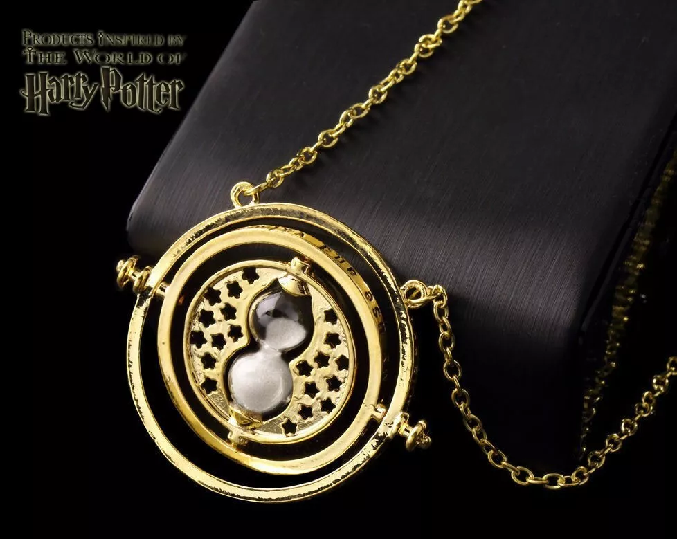 18K Gold Plated Stainless Steel Harry Potter Time Turner Necklace 3D  Hourglass! | eBay