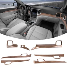 7xSet Dashboard Door Handle Cover Accessorie for Grand Cherokee 11-21 Wood Grain