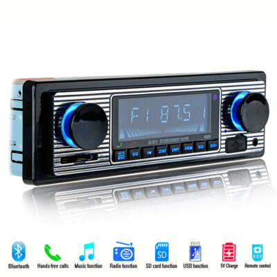 1Din Car Multimedia Player Bluetooth Head Unit LCD Screen MP3 FM AUX SD In-dash