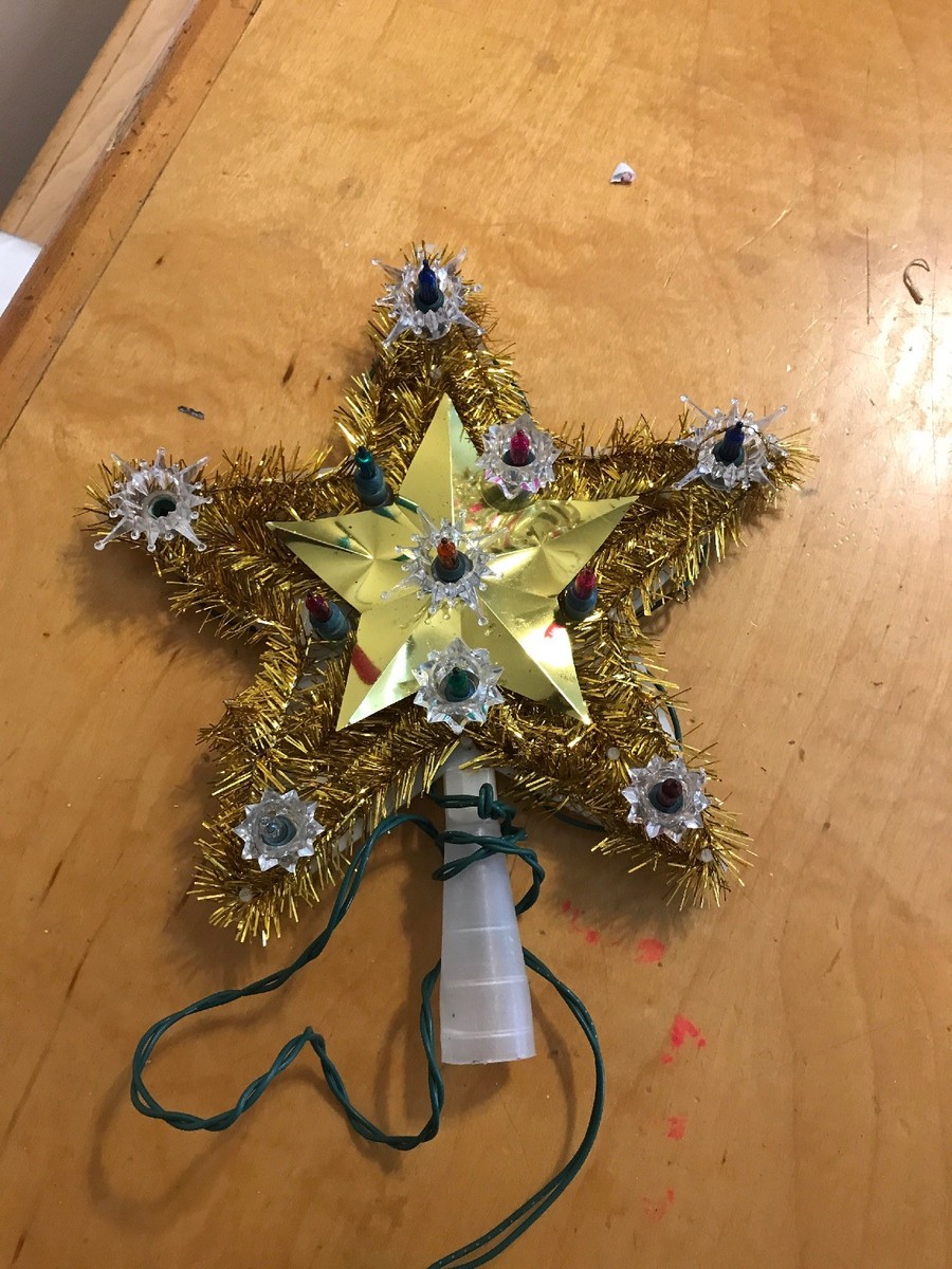 VINTAGE Tree Top Star New Gold lights B68 | eBay