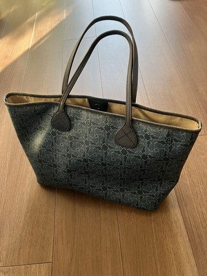 Celine Carriage logo Blue Tote Bag PVC 31cm×24cm×12cm Good Condition F/S